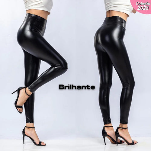Calça Legging de Couro Aveludada - Fashion Leg