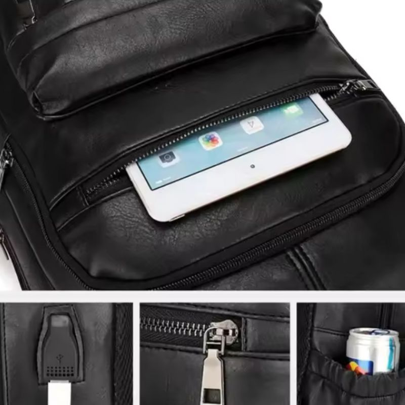 Mochila Masculina de Couro Celesto Apex