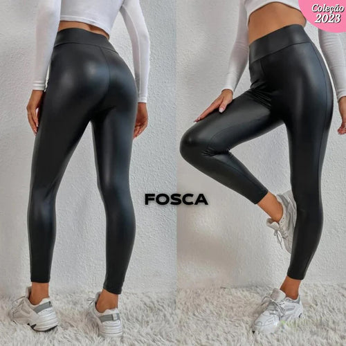 Calça Legging de Couro Aveludada - Fashion Leg