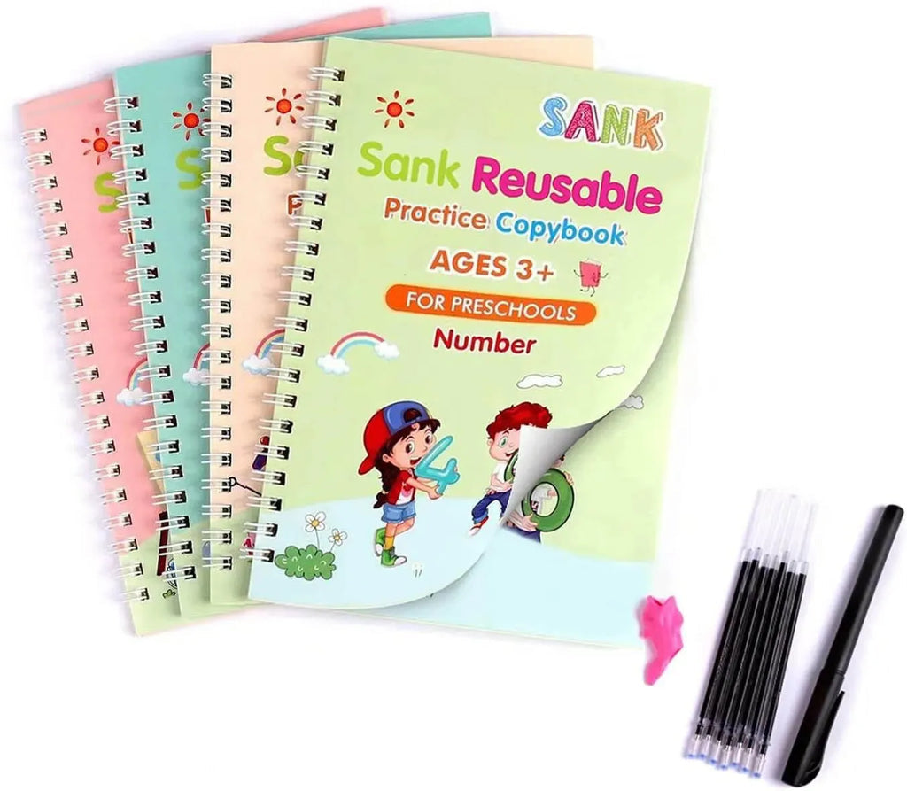 KIT 4 Cadernos de Caligrafia Mágicos