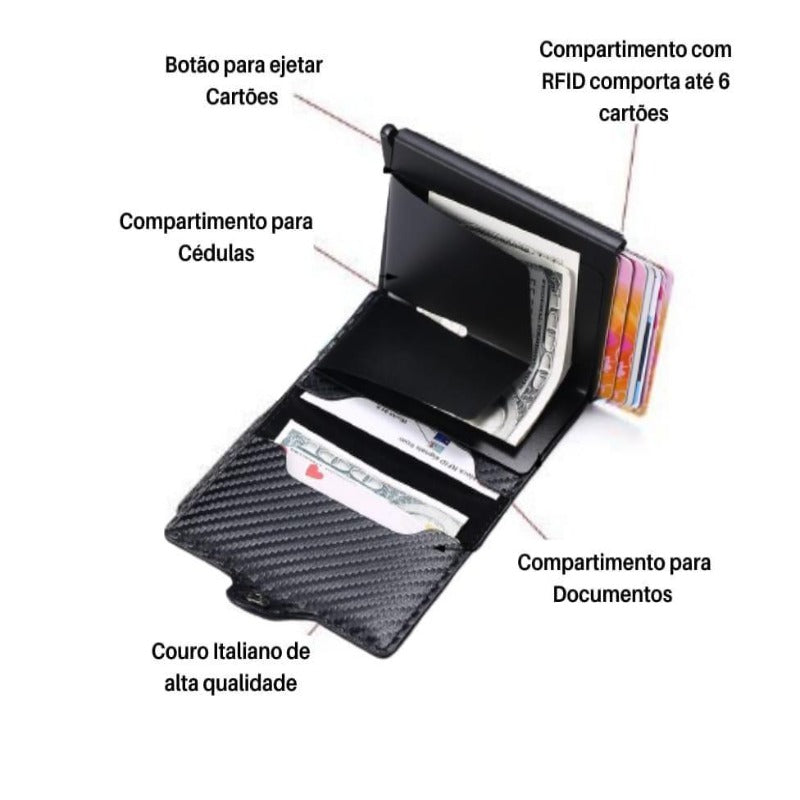 Carteira Verona de Couro Anti Furto RFID