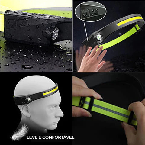 Lanterna de Cabeça Led Recarregável Impermeável - Compre 1 Leve 2