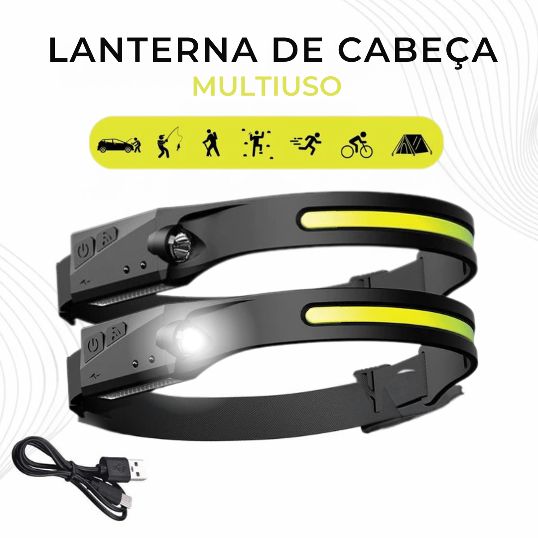Lanterna de Cabeça Led Recarregável Impermeável - Compre 1 Leve 2