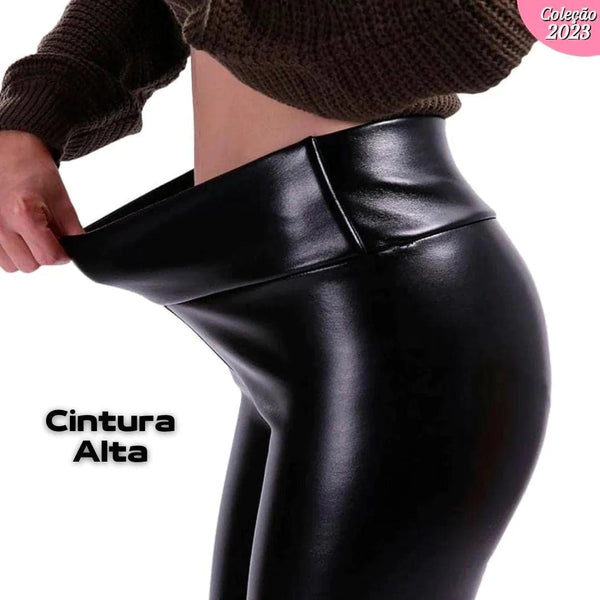 Calça Legging de Couro Aveludada - Fashion Leg