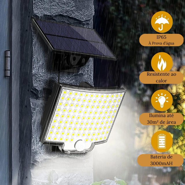 Lâmpada Solar 106 Leds - Sensor de movimento incluso