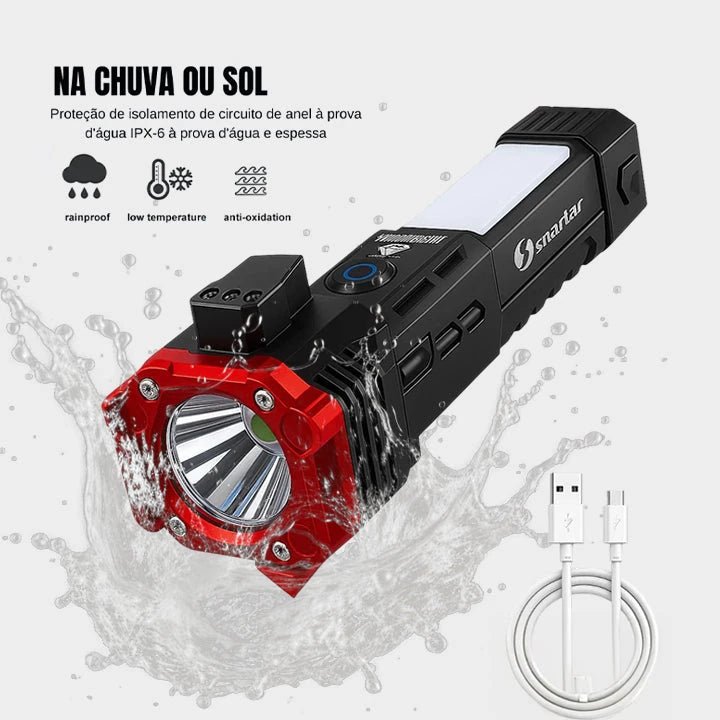 Lanterna Tática 4 em 1 com Powerbank Integrado - Ultra Potência