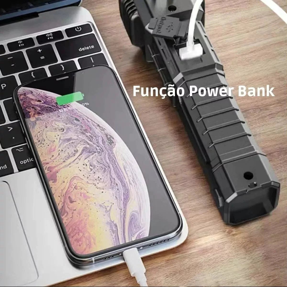 Lanterna Tática 4 em 1 com Powerbank Integrado - Ultra Potência